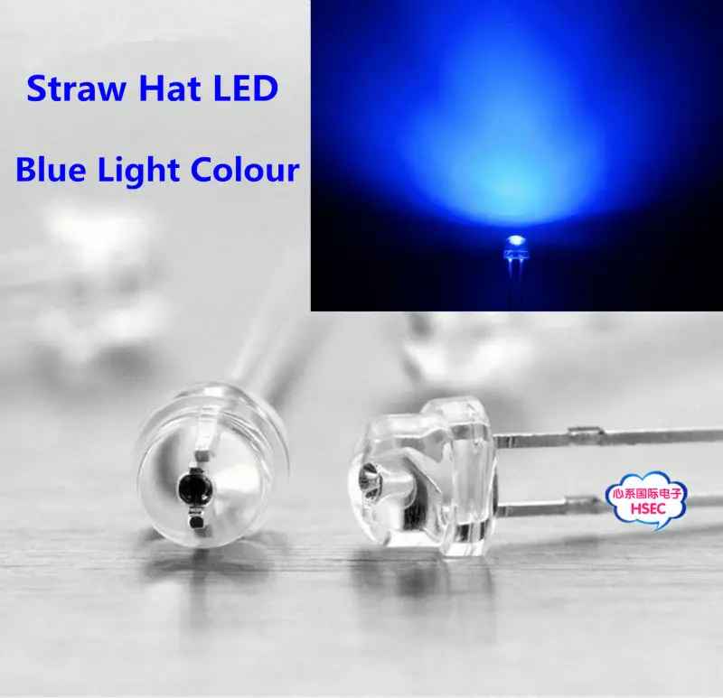 1000 шт. 5 мм (4 8 мм) светодиодсветодиодный соломенная шляпа синие светоизлучающие
