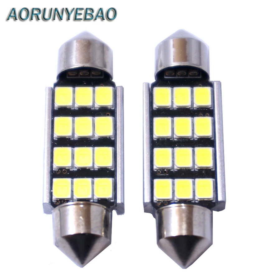 AORUNYEBAO 2 шт. Canbus 39 мм 41 автомобильная светодиодная лампа C5W C10W 2835 чипы 12 SMD В гирлянда