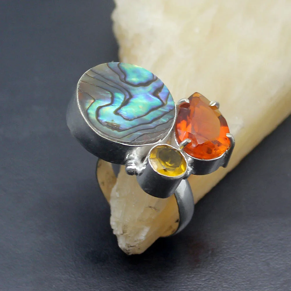 Специальное ювелирное изделие натуральный корпус Abalone Topaz925 Стерлинговое Серебро