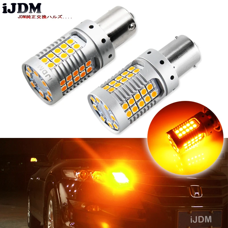 

iJDM 4pcs Canbus Error Free 1156 LED No Hyper Flash Amber Yellow 3030 LED 7506 P21W BA15S LED Bulbs For car Turn Signal Lights