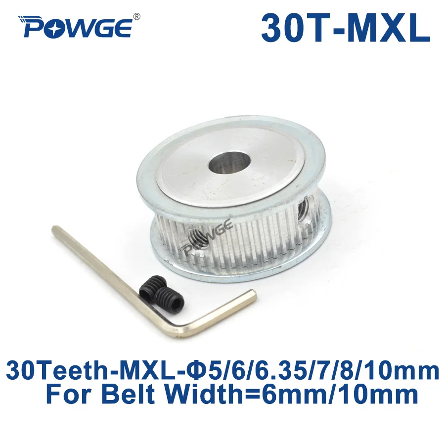 POWGE трапециевидная 30 зубчатый шкив Mxl Зубчатый шкив Диаметр 5/6/6,35/7/8/10 мм для шириной 6 мм 10 мм Синхронизация Ременная Передача колеса 30 зубы 30 T