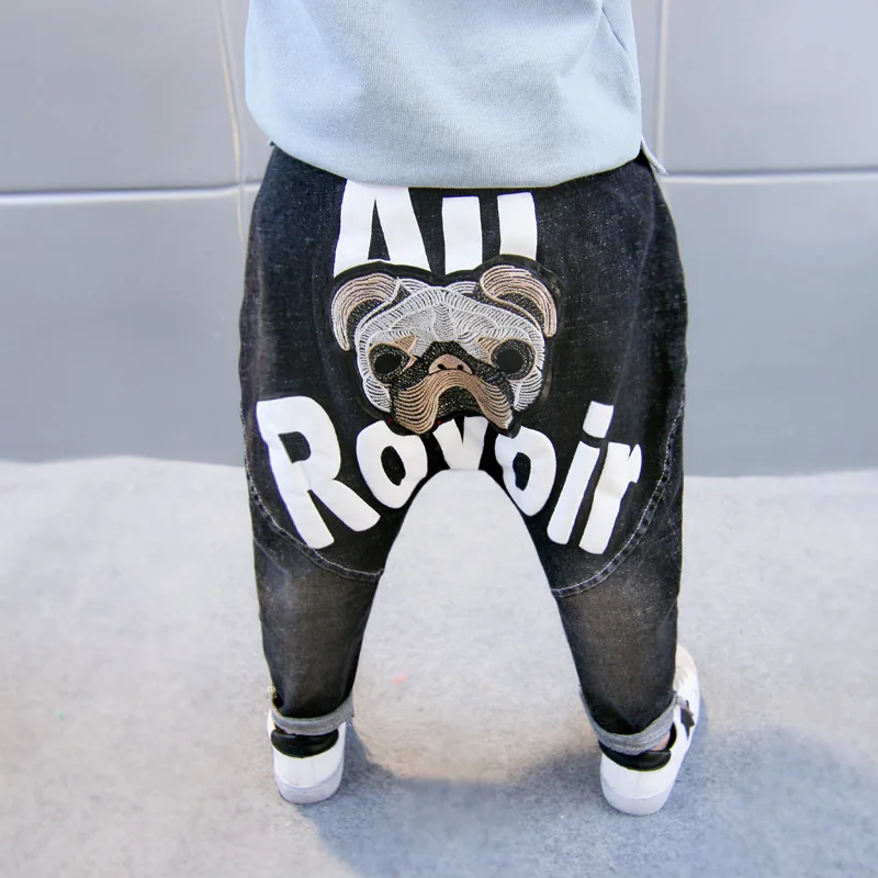 

2019 new autumn boys jeans cartoon dog hip-hop pants toddler girl jeans kids jeans teenage boys clothing girls denim trousers