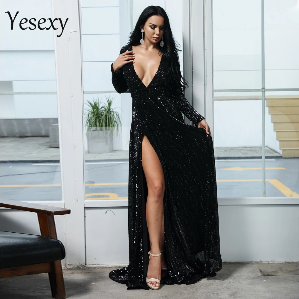 Yesexy 2021 для женщин сексуальный глубокий v образный вырез Платья макси с длинным