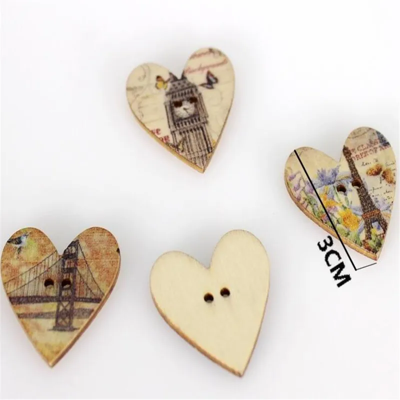 20 шт Эйфелева башня модные деревянные Пуговицы декоративные пуговицы для шитья в