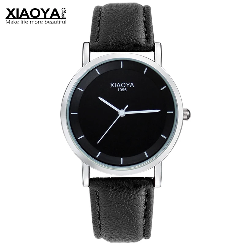Black black 1096 XIAOYA модные Ультратонкие мужские наручные часы s кожаный ремешок простой кварцевые часы мужские Relogio Masculino мужские часы Reloj Hombre - Цвет: Black black 1096