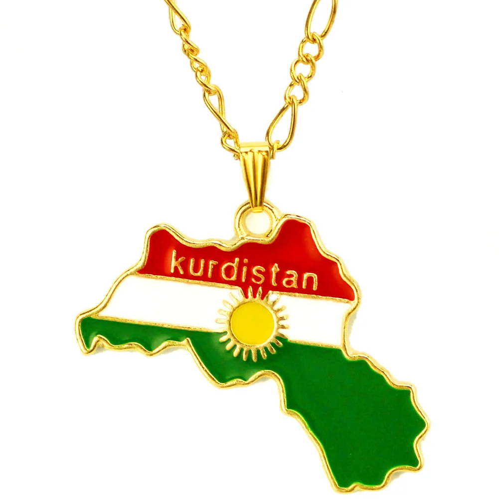 Kurdivan регион карта кулон ожерелье цепочка 45 см/60 см золотой Национальный флаг