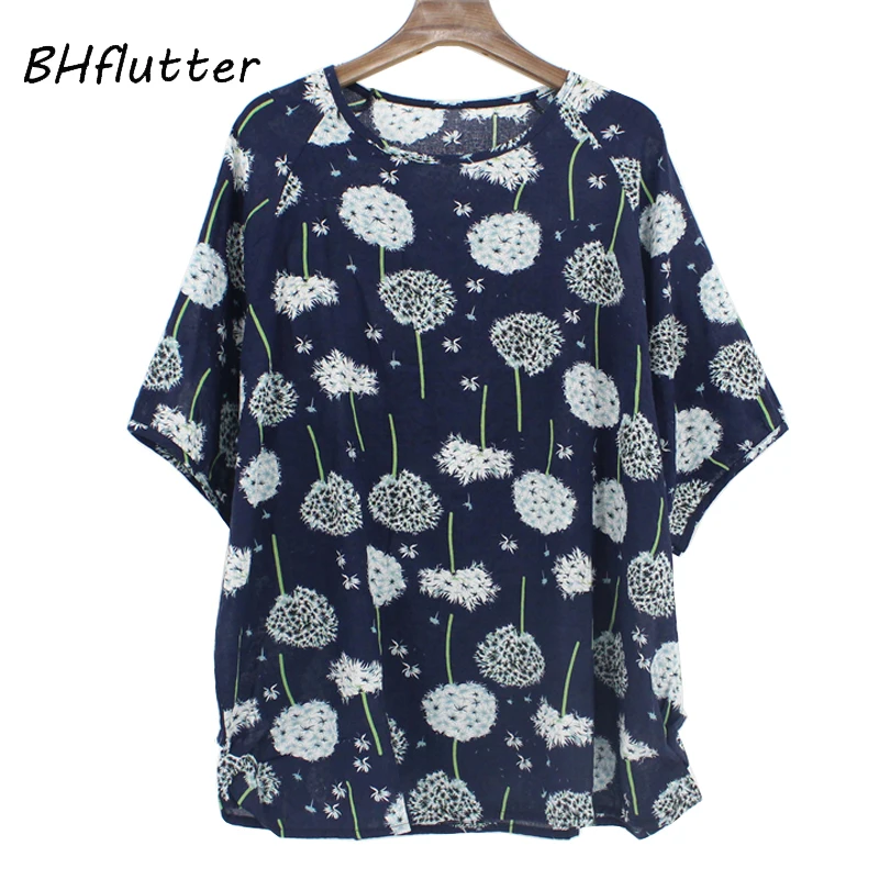 Женская Повседневная Свободная летняя блуза BHflutter размера плюс хлопковая блузка