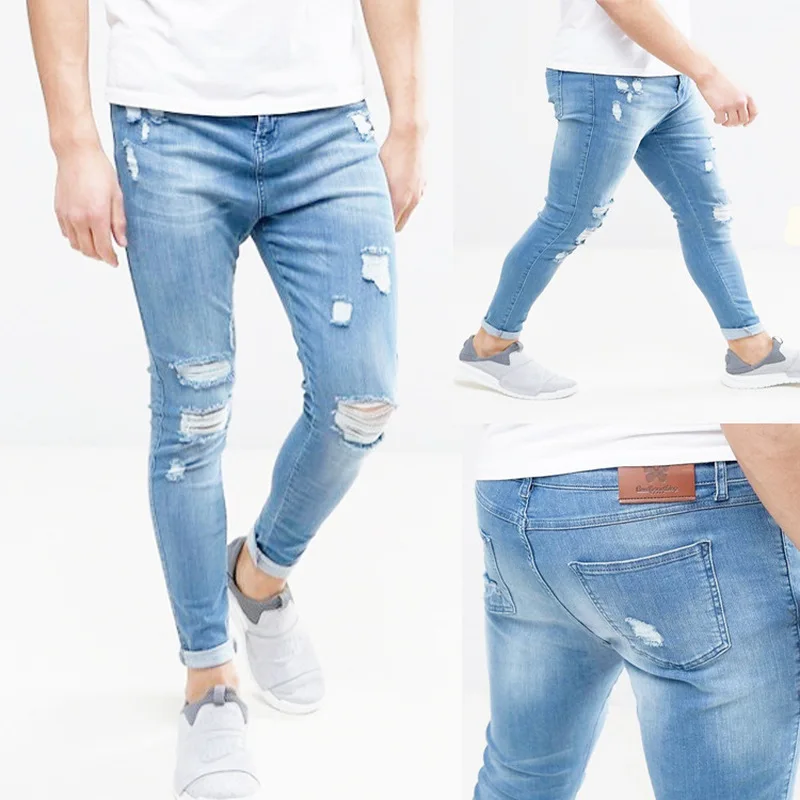 ZYFPGS Весна для мужчин хип хоп Тонкий джинсы женщин с измельченными Slim мужской