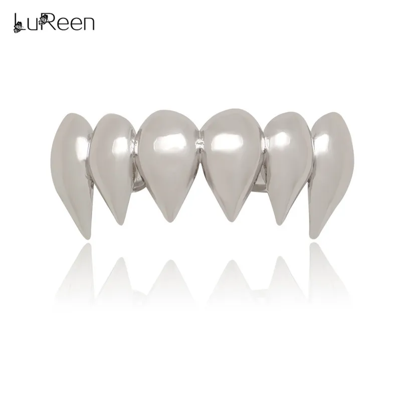 LuReen новые золотые зубы Grillz Топ Верхние грили стоматологические Хэллоуин вампира зубы шапки Косплей зуб гриль ювелирные изделия Вечерние