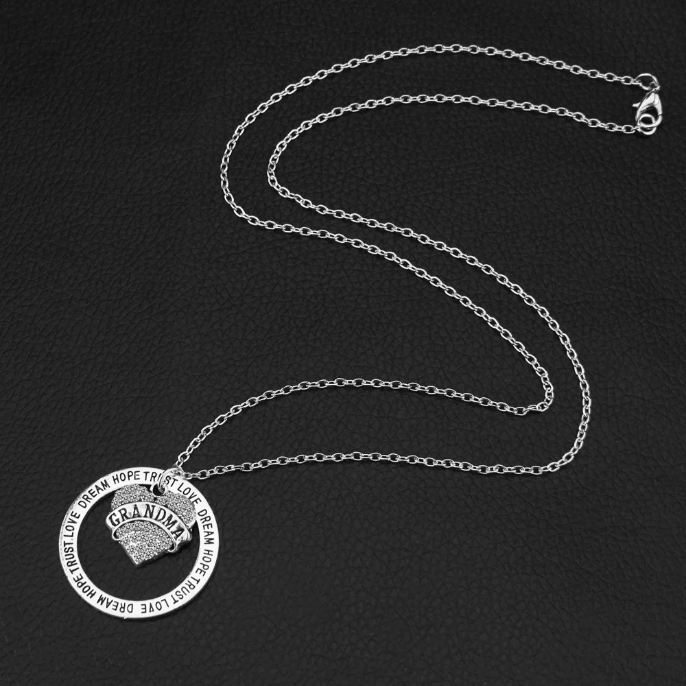 Бабушка Серебряный аннулус розовое сердце доверие любовь МЕЧТА НАДЕЖДА цепочки