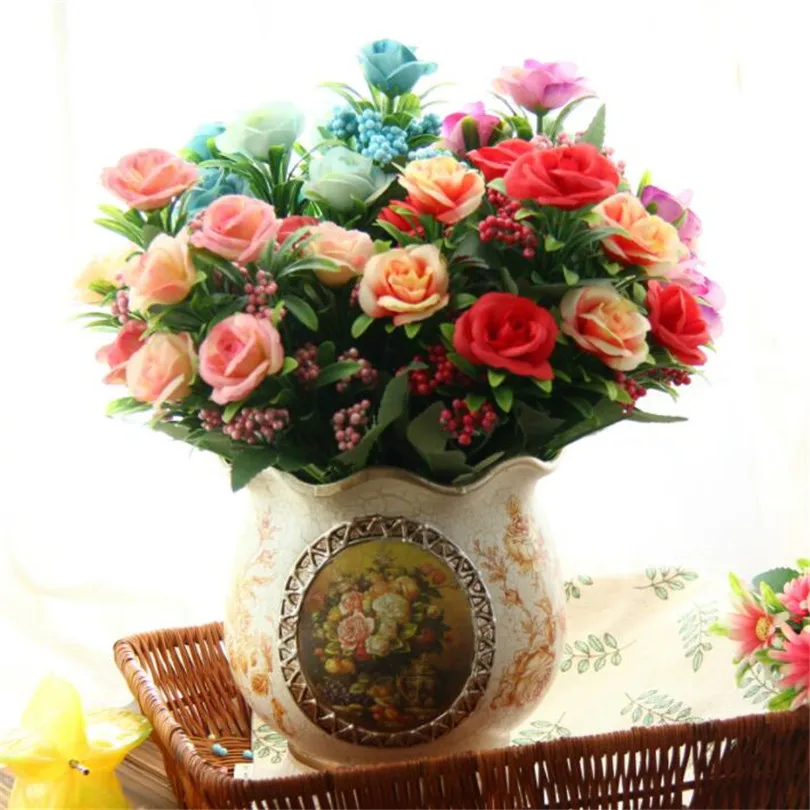 Искусственные цветы с пенопластом 10 головок roses artificial flowers artificial flowersrose | Искусственные и сухие цветы -32832944583