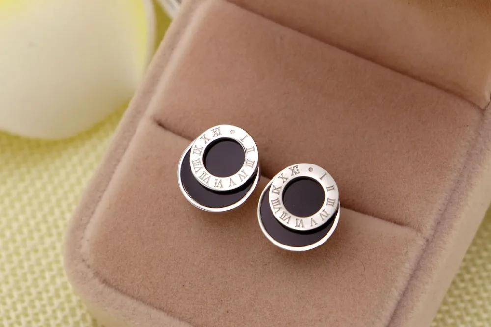 Женские круглые серьги кольца черные из титановой стали|earrings earring|black earringsearrings fashion |