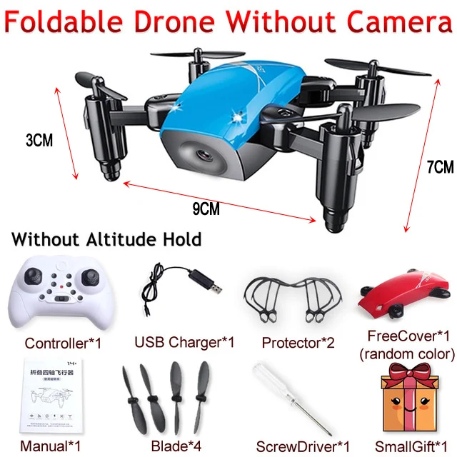 S9 S9W S9HW Складная RC Мини Drone Карманный Дрон Micro Drone вертолет с HD Камера высота Удержание Wi-Fi FPV FSWB - Цвет: Blue No Camera