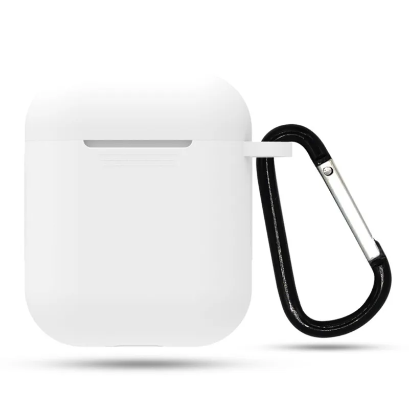 Transparent 2 в 1 для Airpods чехол с карабином связка для ключей Slicone Защитная крышка коробка сумка кейс для bluetooth-гарнитуры Drop Proof водостойкий - Цвет: Transparent