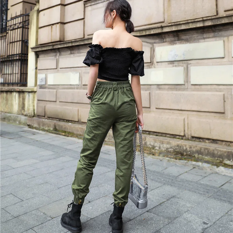 QoerliN женские брюки капри спортивные Pantalon большой Femme свободные девушка Harajuku карго