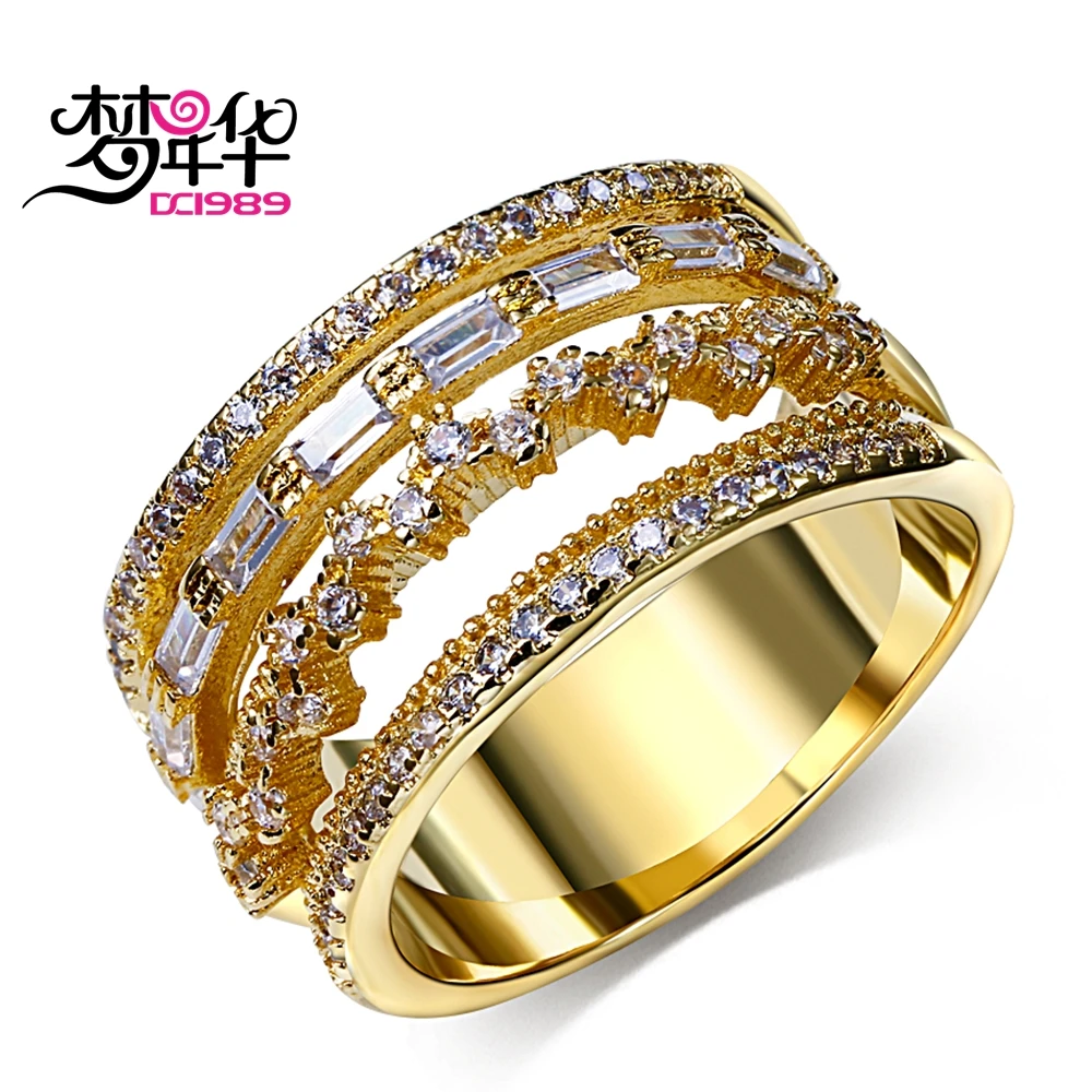 DreamCarnival 1989 Hollow Crown Ring for Women Marriage Parties Rhodium Gold Color 4 Roll CZ Alyans anillos mujer Eternal Lover