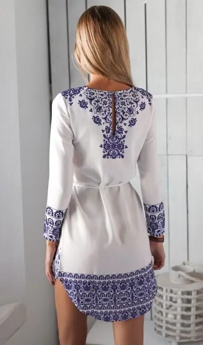 

New Fashion Sexy European Style Party Dresses Women'S Casual Floral Long Sleeve Summer Beach Outfits Dress