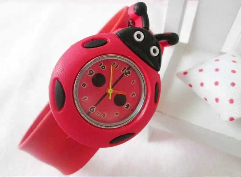Милые детские аналоговые гибкие пластиковые часы с ремешком божья коровка
