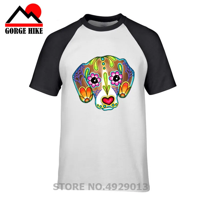 Мужская футболка с коротким рукавом Beagle Day of the Dead Sugar Skull Dog футболки размера плюс