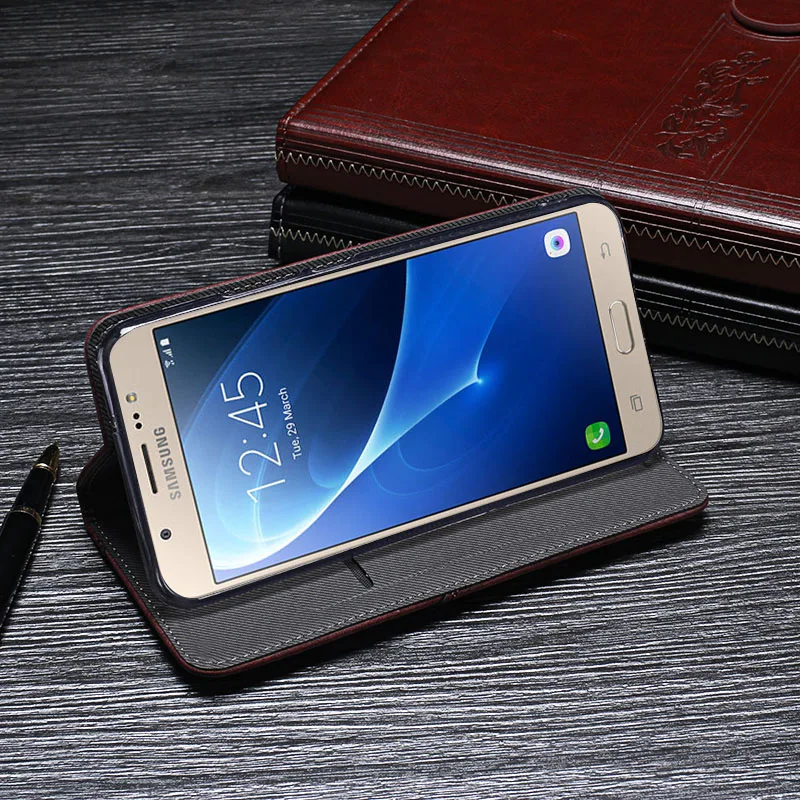 Для Samsung Galaxy J7 2016 чехол Роскошный кожаный флип для J710 защитный телефона Ретро