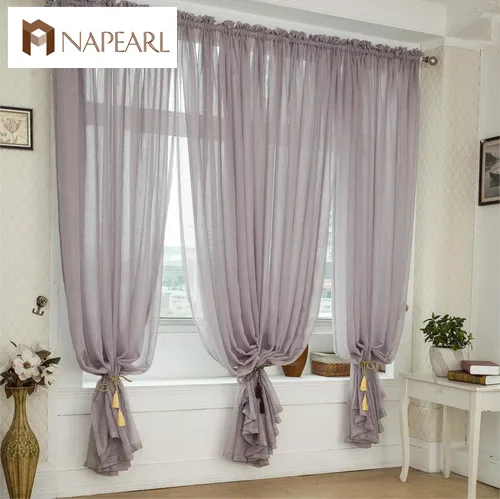 NAPEARL экспорт высококачественных экранов в европейском стиле для гостиной, спальни, балкона, напольные льняные марлевые шторы на заказ, одноцветные специальные предложения