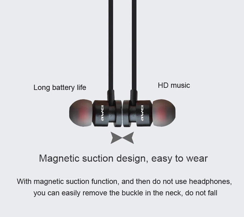 AWEI T11, беспроводные Bluetooth наушники с микрофоном, шейным ремешком, Спортивная гарнитура, свободные руки, игровые наушники, наушники для samsung iPhone