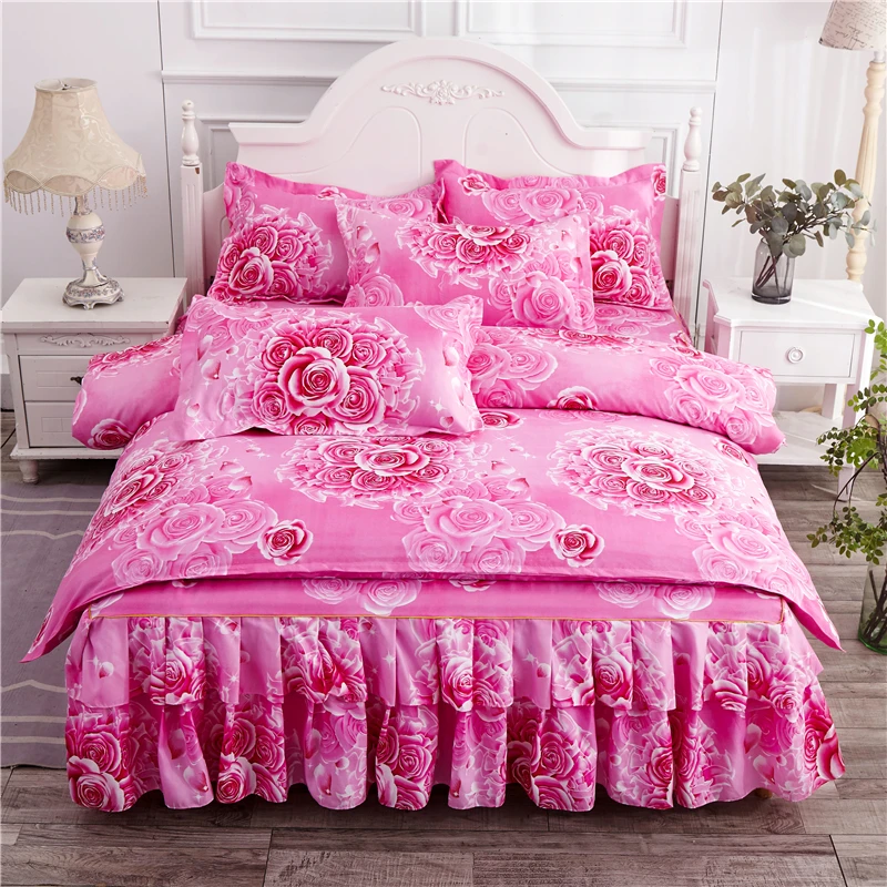 3/4 pcs Bedding Set Thick Sanding Winter Fall use Bed Skirt sheet Duvet cover Pillowcases Twin Full Queen King size | Дом и сад