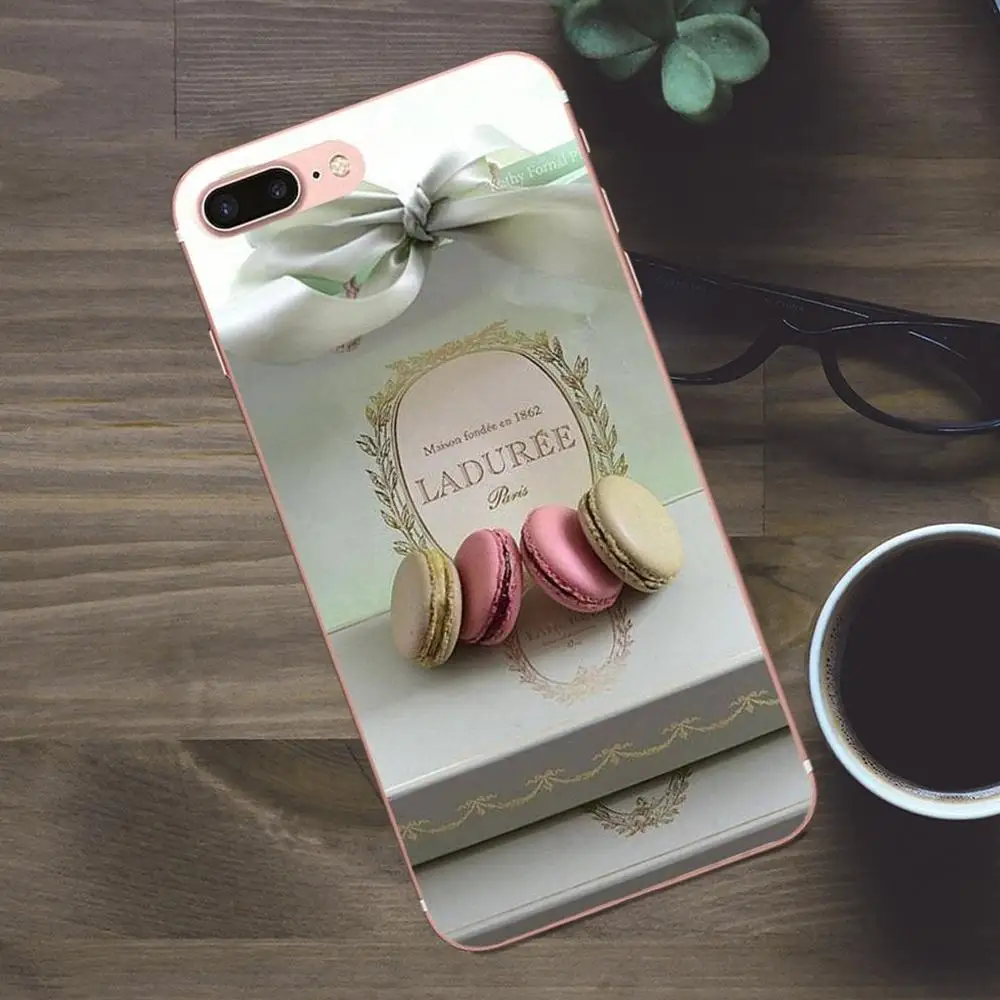 Париж Laduree Macaron для Apple iPhone X 4 4S 5 5C SE 6 6S 7 8 Plus Galaxy A3 A5 J1 J2 J3 J5 J7 2017 мягкий модный