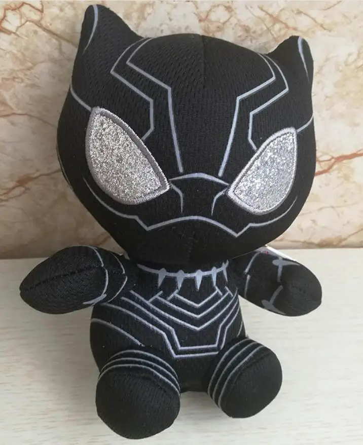 Marvel, Мстители, плюшевые игрушки, кукла, Человек-паук, Человек-паук, вдали от дома, капитан Черная пантера, Железный человек, Супермен, мягкая плюшевая кукла, игрушка - Цвет: 15cm black panther
