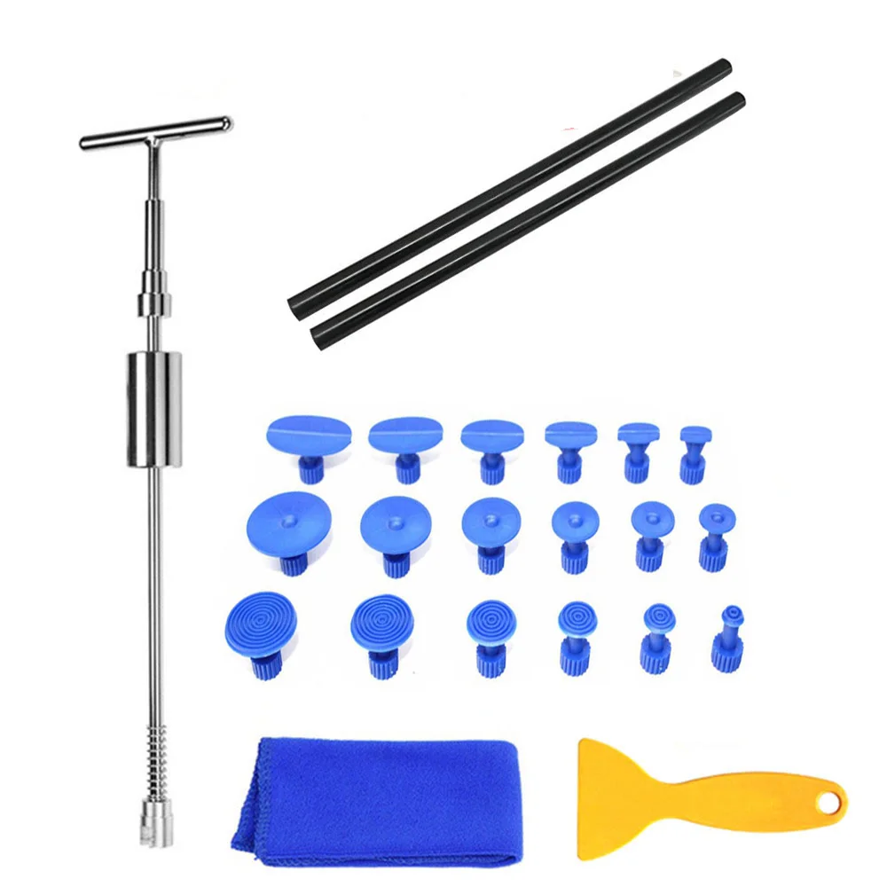 PDR инструменты для удаления вмятин с рукояткой Pro Slide Hammer Dent Puller Dent Hammer с 5 шт. вкладками вниз ручка 18 съемников для повреждения градом - Цвет: 23pcs