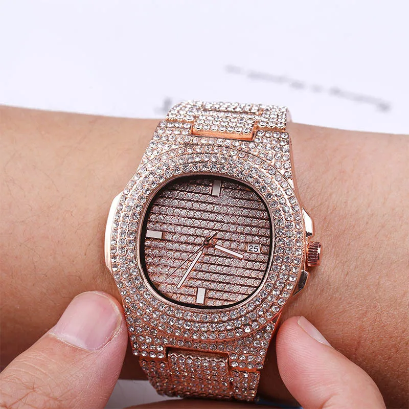 Iced out полный Циркон кварцевые часы для мужчин и женщин хип-хоп подарок | Наручные