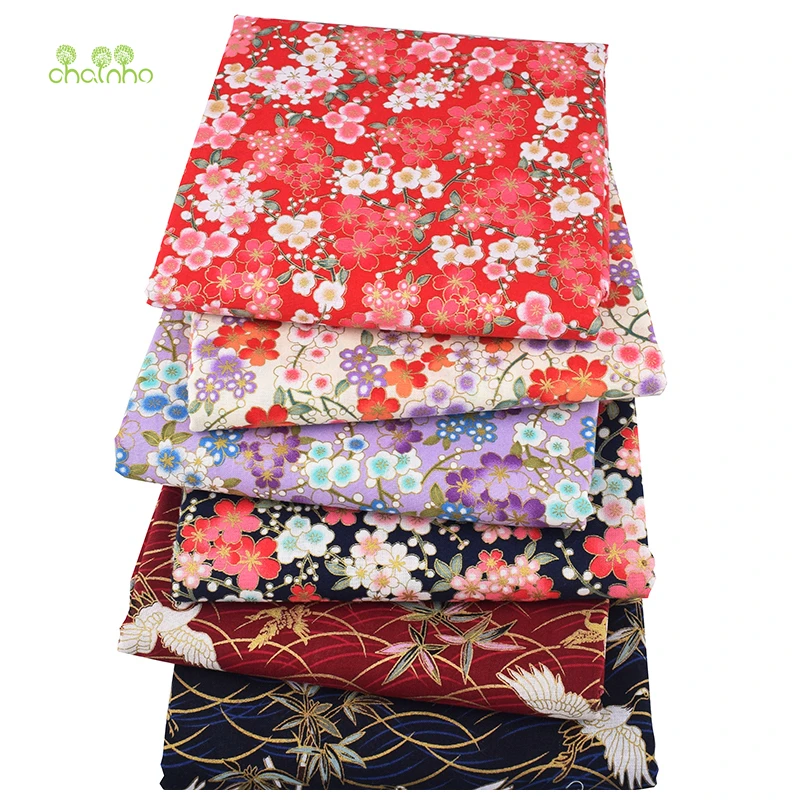 

Chainho,Bronzing Style Printed Cotton Linen Fabric For DIY Quilting & Sewing Sofa,Table Cloth,Bag,Cushion Material,Half Meter