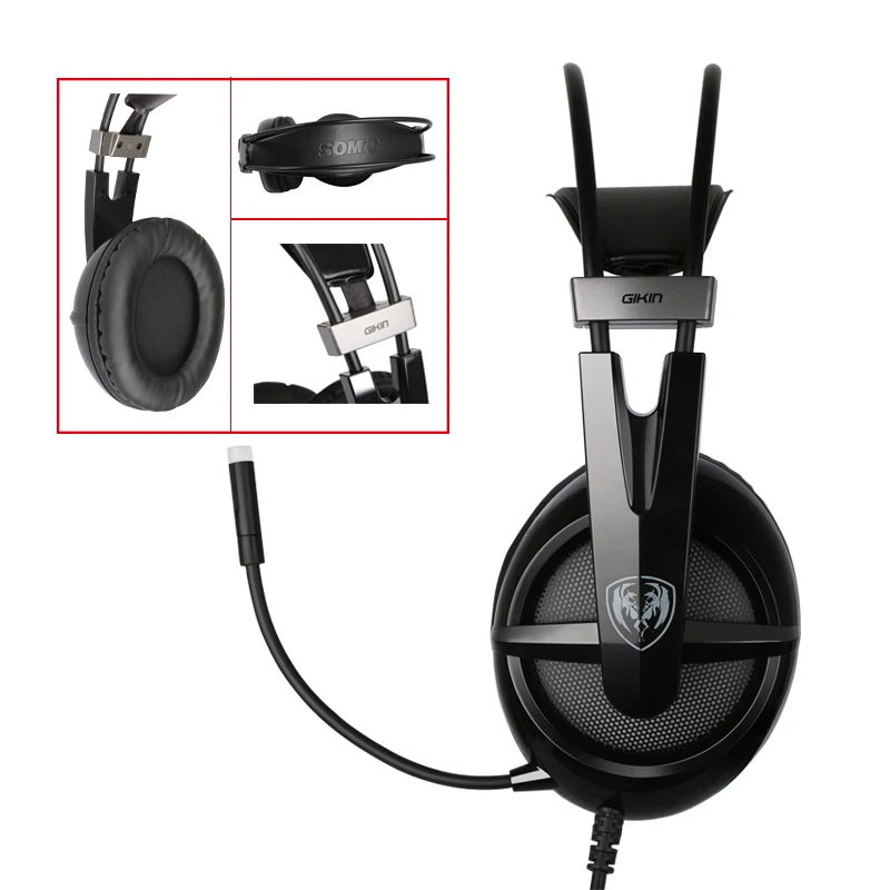 SOMIC G938 Virtual 7,1 Наушники с объемным звуком Звукоизолирующие наушники USB светодиодный сильный Басс Игровые наушники с микрофоном