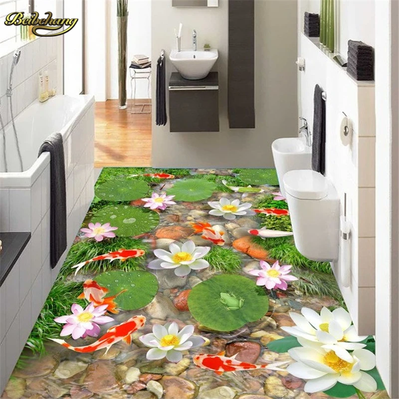 3D обои beibehang лотос карп фотообои водостойкие из ПВХ для ванной кухни