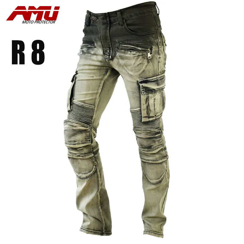 Оригинальные Модные трендовые мотоциклетные джинсы Аму в ретро стиле с защитой