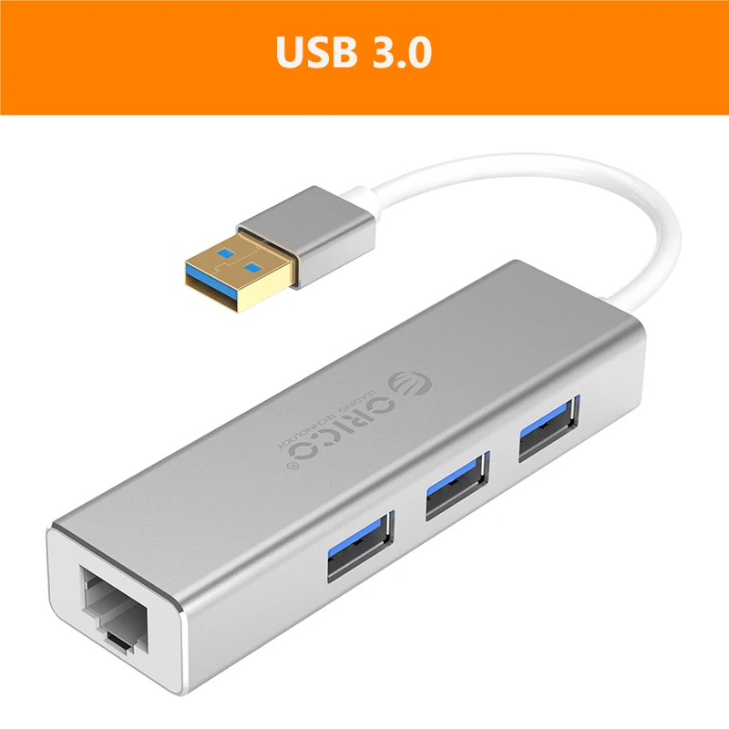 ORICO 4 в 1 порт тип-c гигабитный Ethernet адаптер+ USB3.0 концентратор Алюминиевый сплав USB 3,0 Ethernet адаптер для ноутбука мобильного телефона - Цвет: XD-U31 USB3.0