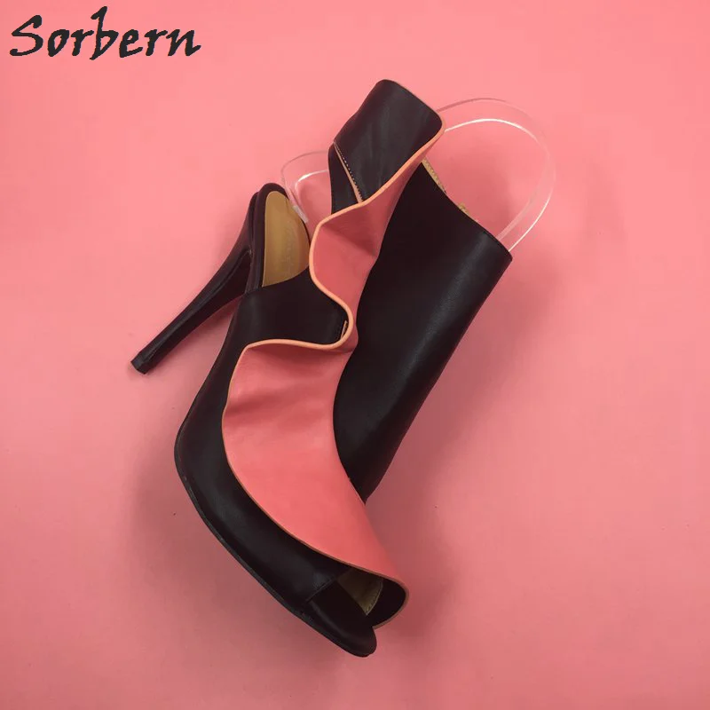 Sorbern/черные ботильоны из мягкой искусственной кожи с открытым носком женские