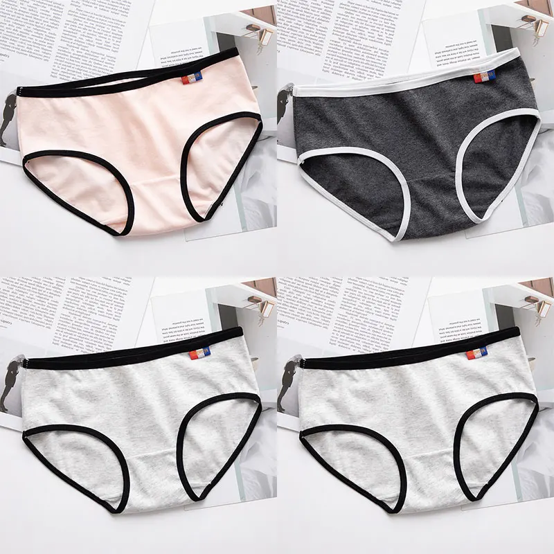 2grey pink darkgrey BEZL,, женские хлопковые трусы, трусы для молодых девушек, одноцветные, средняя посадка, Короткие трусы, удобные трусики, женское нижнее белье - Цвет: 2grey pink darkgrey
