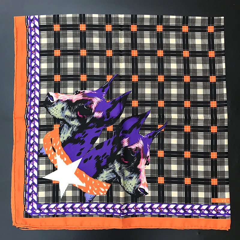 Роскошный брендовый 100% саржевый шелковый шарф MAGNOLIA квадратный в клетку