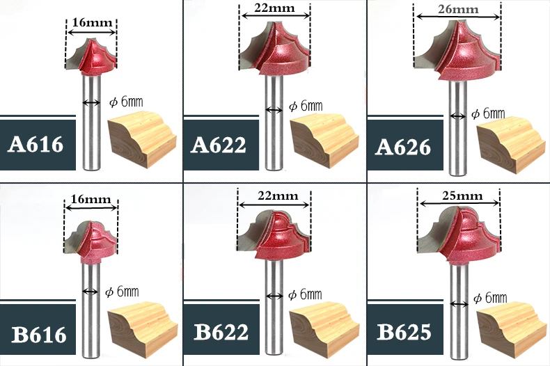 Деревообрабатывающий фрезерный станок с 6 мм хвостовиком Фрезерный резак из