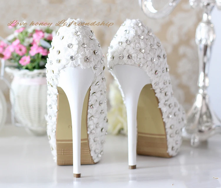 Женская Обувь Дамы Жемчужный Кристалл Алмаза Свадебная Водонепроницаемый