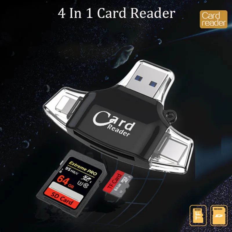 4 In 1 TYPE C USB Micro SD TF Card Reader Adapter For iPhone Ipad Andrid OTG Phones Computer | Компьютеры и офис