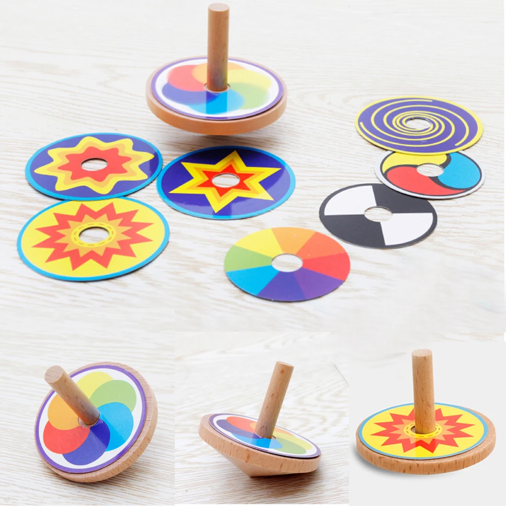 Hot Sale Classic Toy for Kids Funny Wooden Colorful Spinning Top with Drawing Cards | Игрушки и хобби