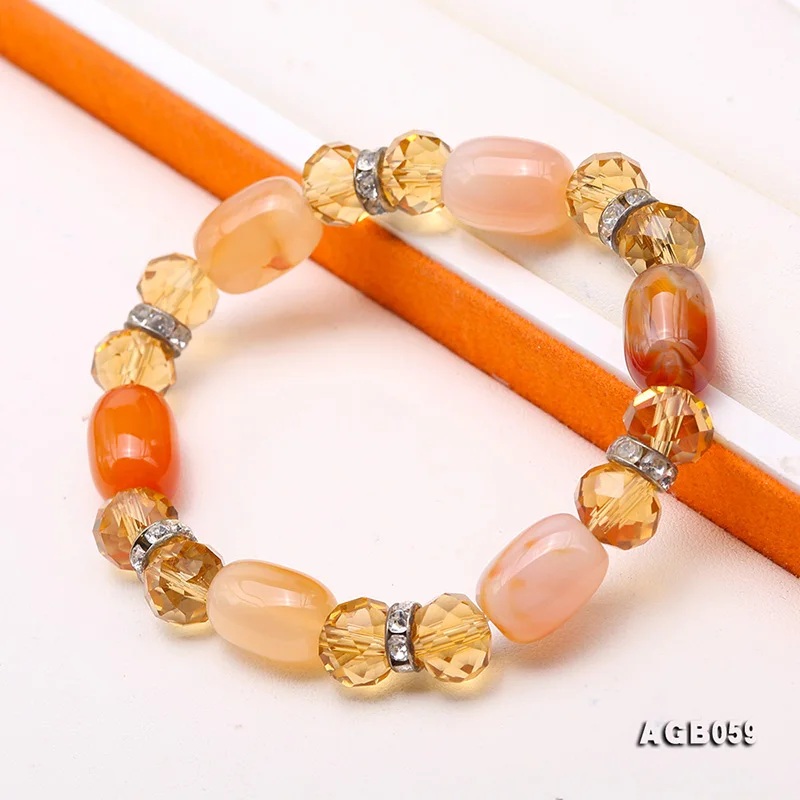 Fashion 10*14mm Colorful Irregular Nature Agate Beads Bracelet Gemstone Wristaband Handmade Women Jewelry 8&quot | Украшения и