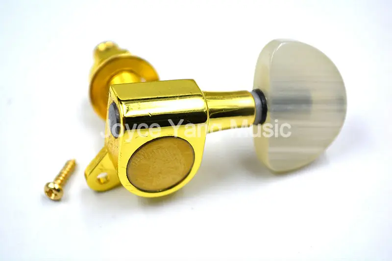 Тюнер для акустической гитары Alice с золотым покрытием белый/красный/черный агат