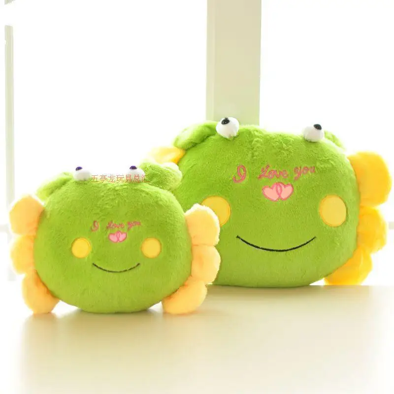 

stuffed animal plush 40cm green crab plush toy soft doll" i love you " crab throw pillow gift t6175