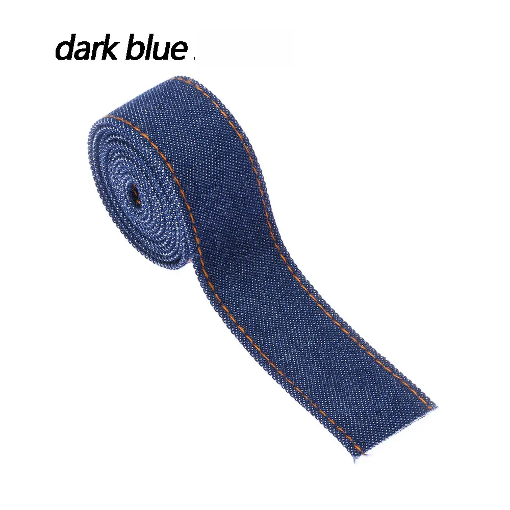 dark blue 1 метр двухсторонний джемпер джинсовая лента джинсы ткань лента бант шапка одежда украшения шитье DIY ремесла заколка для волос аксессуары - Цвет: dark blue