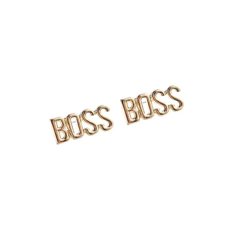 Женские серьги гвоздики с кристаллами Boss Love золотого серебряного цвета