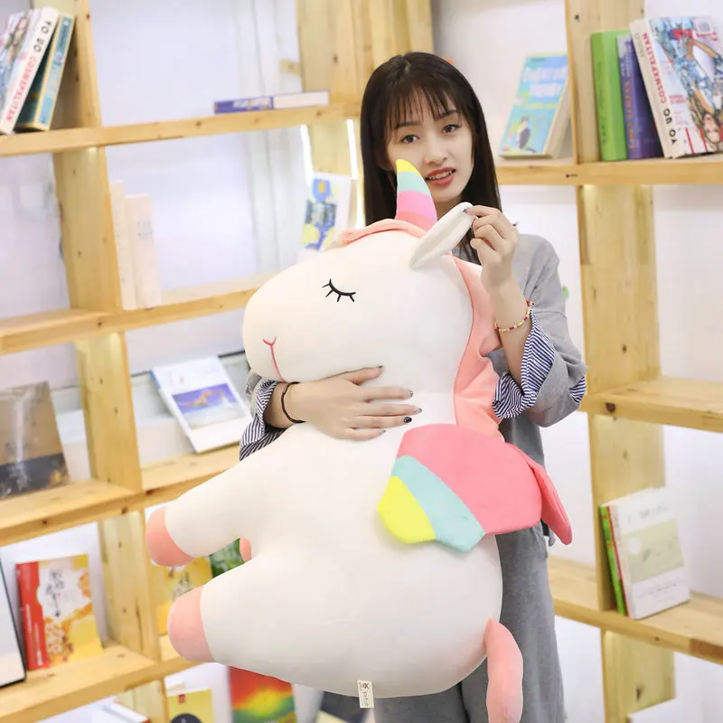 

4 Colors 25-75cm Large Size Sitting Unicorn Plush Toy Stuffed Soft Animal Cartoon Pillow Lovely Gift for Kids Baby Children