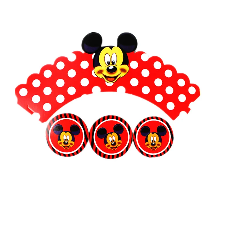 Милый Микки Мауса и Мышь бумажные обертки для кексов ношения с обувью 12 шт. в